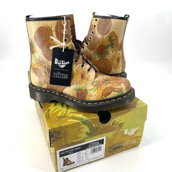 Dr. Martens 1460 THE NATIONAL GALLERY VAN GOGH LACE UP BOOTS limited Edition NEW - Picture 1 of 9